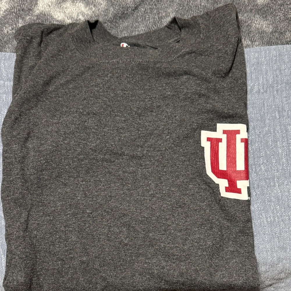 Indiana University Gray long sleeve T-Shirt with Red Logo